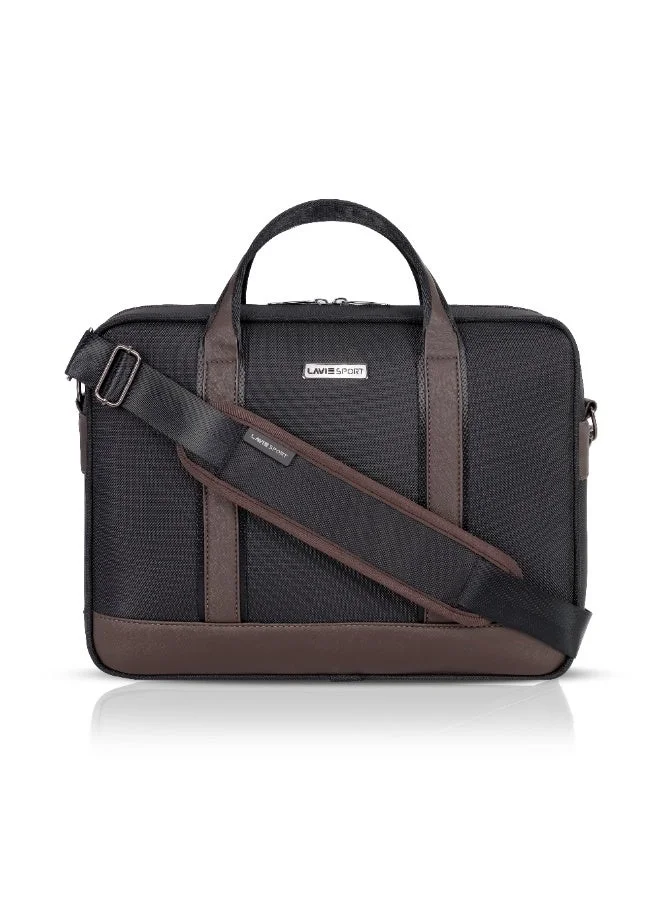 Lavie Sport Magnate 2C Briefcase 12L |Multifunctional Laptop bag For Men & Women (BLACK/CHOCO)